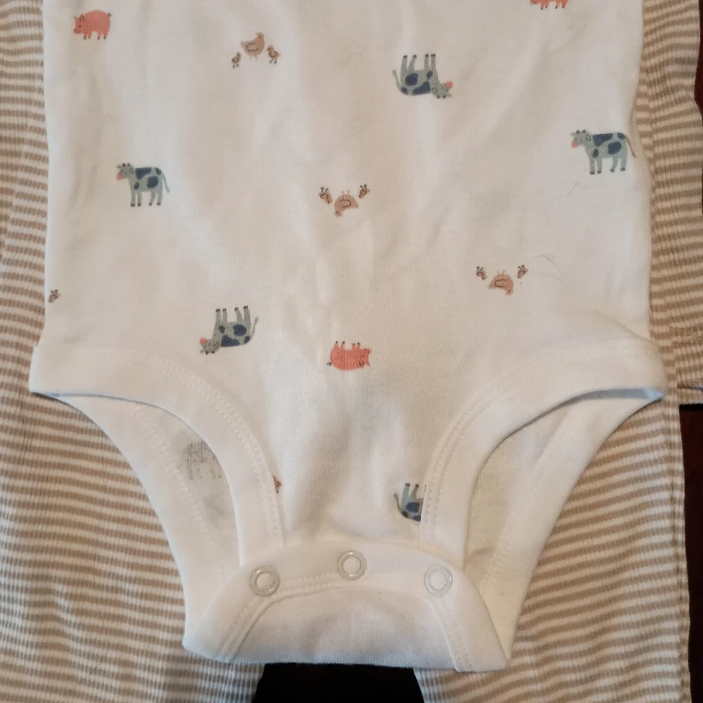 NWT Carter's‎ 3pc Farm Animal Striped Set